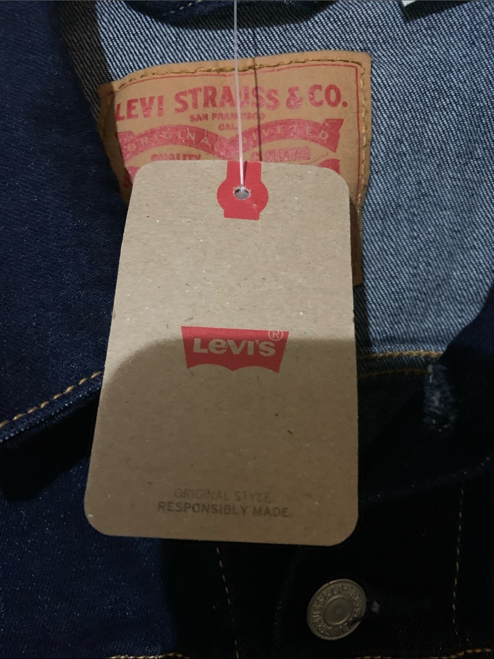 Levi's Men's Navy Blue Denim Jacket - Classic Trucker Style - Picture 5 of 10